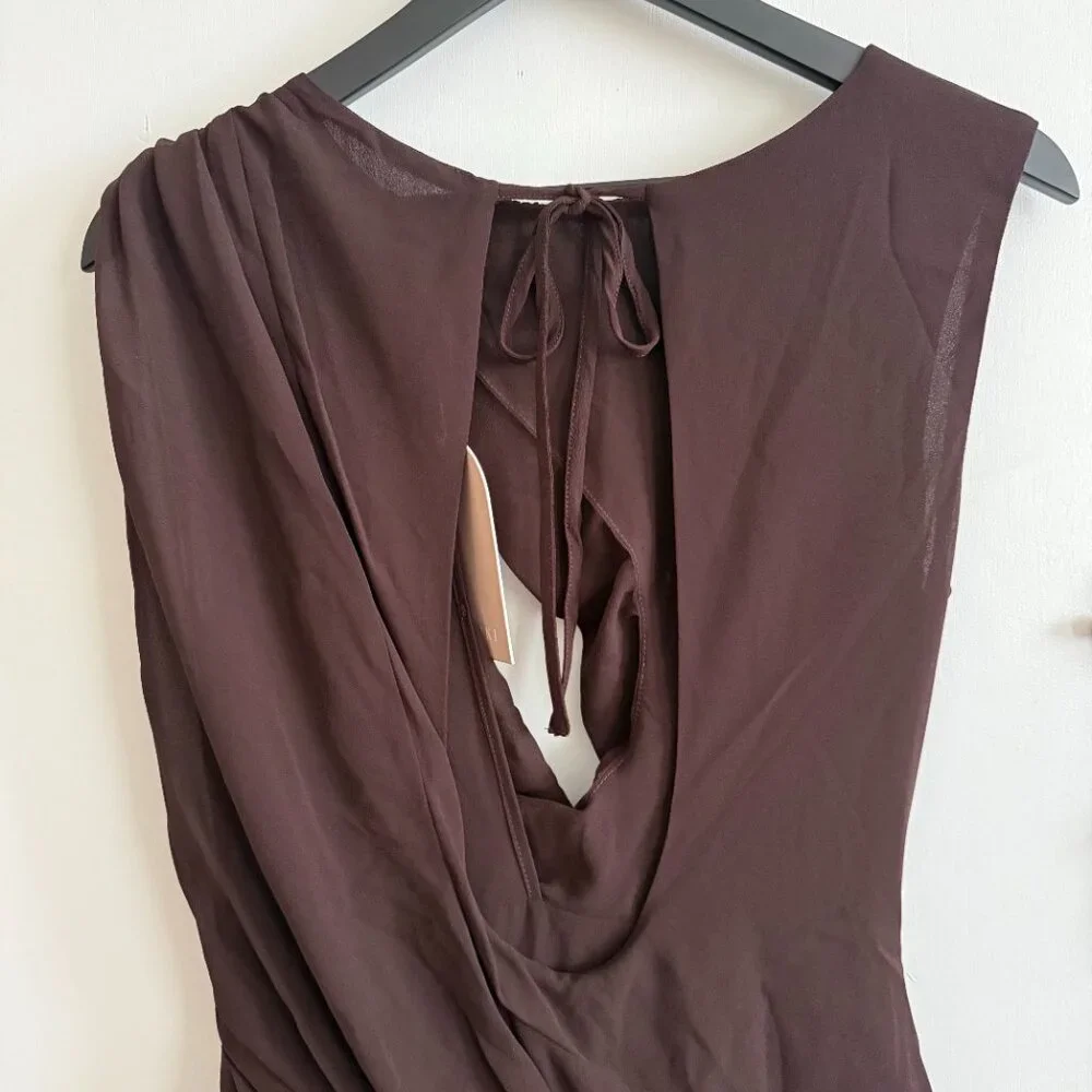 NWT Meshki Orai Chiffon Maxi Dress - Cacao Brown - Picture 5 of 10